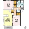 リースランド中府　B 2LDKの間取り