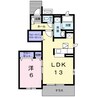パストラル川部Ａ 1LDKの間取り