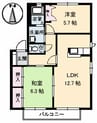 グランカーサ A棟 2LDKの間取り