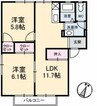 グレースフジ　Ｂ棟 2LDKの間取り
