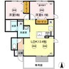 サンライズヤマダC棟 2LDKの間取り