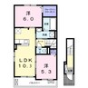 ルーベル塩屋ⅡＡ 2LDKの間取り