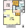 ルーチェ D棟 1LDKの間取り