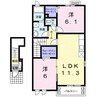 アスランリバーウエストＢ 2LDKの間取り