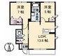 コンフォールⅡC棟 2LDKの間取り