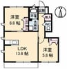 コンフォールⅡA棟 2LDKの間取り