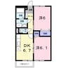 ハーモニーハイツカスミ　Ｂ 2DKの間取り