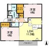 セジュール杉山B棟 2LDKの間取り