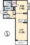 ソレイユコート伏石町 1LDKの間取り