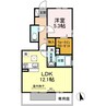 シャインポート屋島Ⅳ A棟 1LDKの間取り