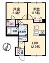 シャーメゾン中府 2LDKの間取り