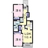リバーヒルＡ 2LDKの間取り