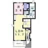 カナイＢ 1LDKの間取り