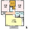 ボナール三条　Ａ棟 2LDKの間取り