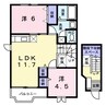 コーポリバーサイド　Ａ 2LDKの間取り