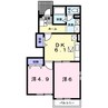 ルミナスＢ 2DKの間取り