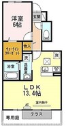 ミ　シェール　エクラ 1LDKの間取り