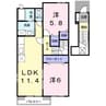Ｙ’ｓコート参番館 2LDKの間取り