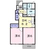 Ｙ’ｓコート参番館 2DKの間取り