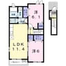 サンリットヒルⅢ 2LDKの間取り