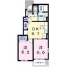 コンフォートヴィラ旭原Ⅰ号棟 2DKの間取り
