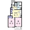 コンフォートヴィラ旭原Ⅱ号棟 2DKの間取り