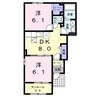 アクティブベルⅡ 2DKの間取り