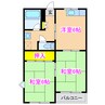 グリーンシールズオコ 2DKの間取り
