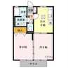 セジュール札元　A棟 2DKの間取り