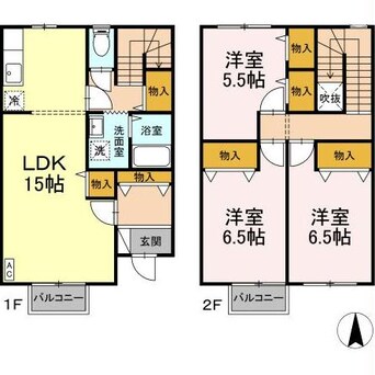 間取図 リースランド旭原　D棟