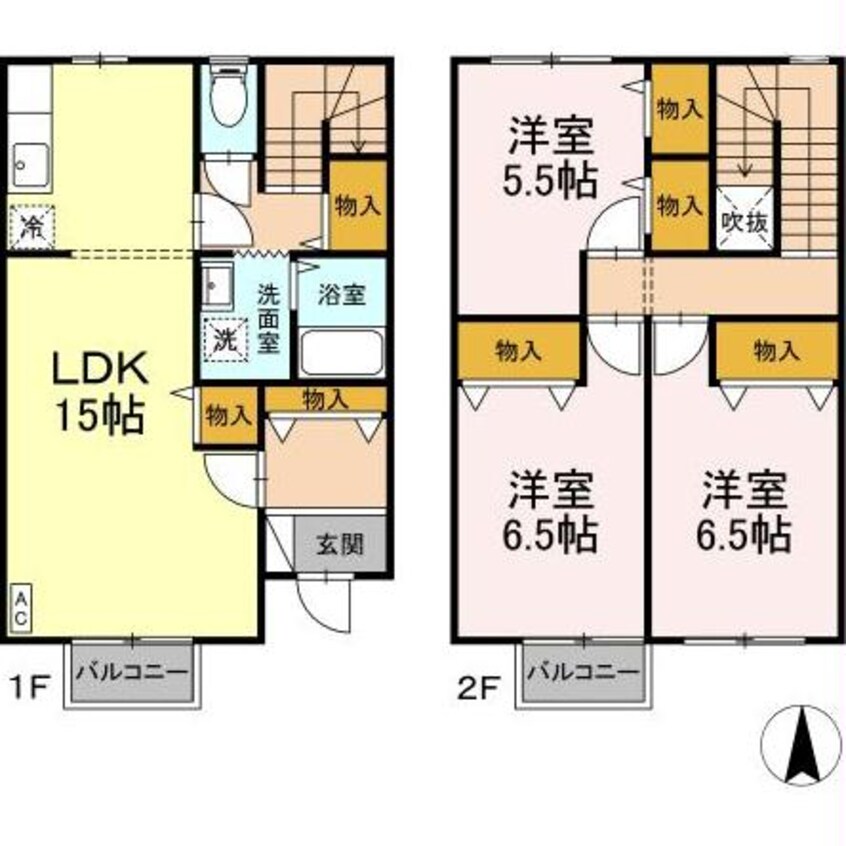 間取図 リースランド旭原　D棟