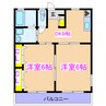 ホットハウス 2DKの間取り