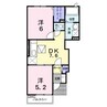 Y’ｓコート四番館 2DKの間取り
