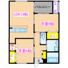 セフィーロきもつき 2LDKの間取り