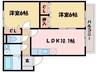 マリベール八幡 2LDKの間取り