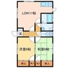 坂井町3丁目16-35貸家 2LDKの間取り