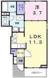 アルバカーサ桜木 1LDKの間取り