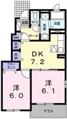 ネオタウンＢ 2DKの間取り