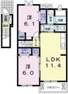 ネオタウンＢ 2LDKの間取り