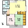 プレジール大前 B棟 2LDKの間取り