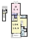 シエル 1LDKの間取り