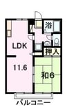 サンライフ白川　Ｅ棟 1LDKの間取り