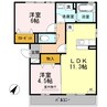 オッツ多治米 2LDKの間取り