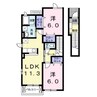 ヴィラ　エレガントＢ 2LDKの間取り