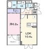 カーサ・ソレイユ　Ｂ 1LDKの間取り
