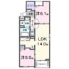 カーサ・ソレイユ　Ａ 2LDKの間取り