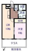 クレインブルー 1LDKの間取り