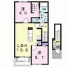 レジデンスせど川Ｂ 2LDKの間取り