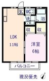 ローズタウン千代田B 1LDKの間取り
