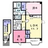 ルミエールアカフネ　Ａ 2LDKの間取り